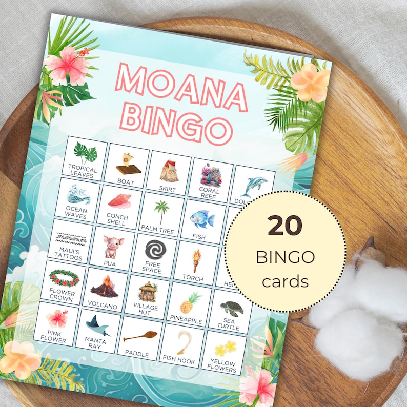 Moana Bingo, Printable Moana Birthday Game, Moana Party Activity ...