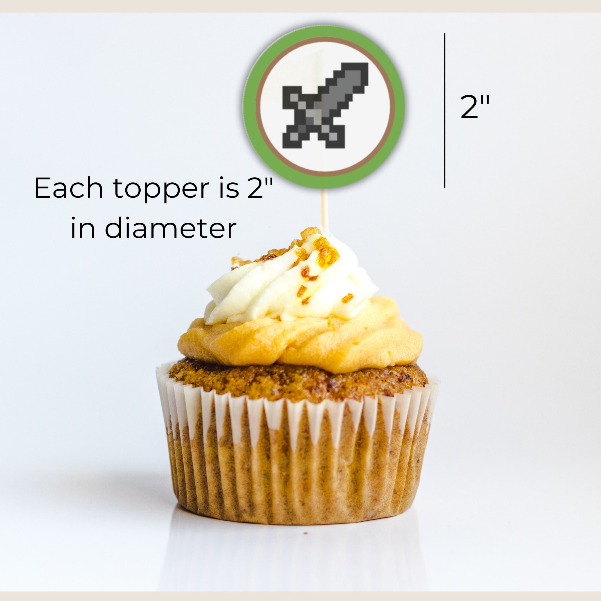 Pixel Art Cupcake Toppers Set