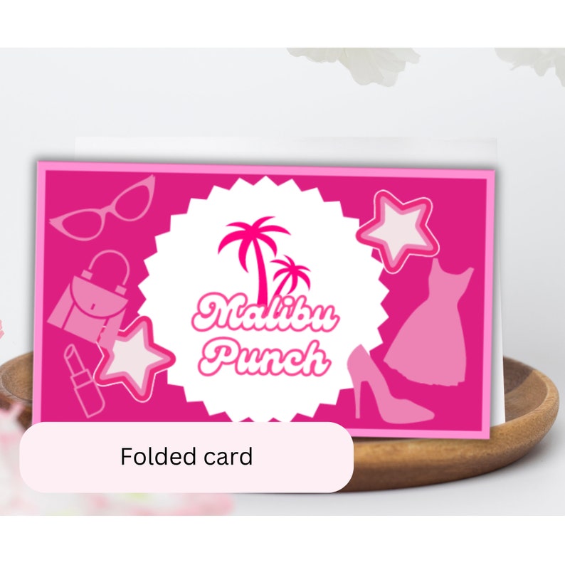 Pink Card Labels Pink Party Food Labels, Editable Pink Doll Food Cards, Hot Pink ...