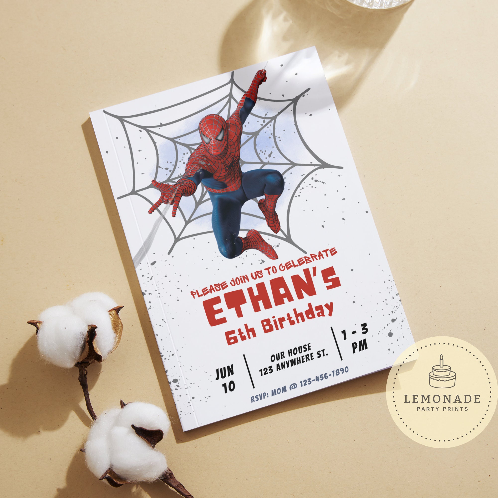Editable Spiderman Birthday Invitation, Printable Superhero Birthday ...