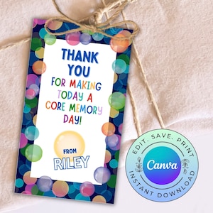 Inside Out Favor Tag, Editable Inside Out 2 Gift Tag, Printable Inside Out Thank You Tag, DIGITAL DOWNLOAD