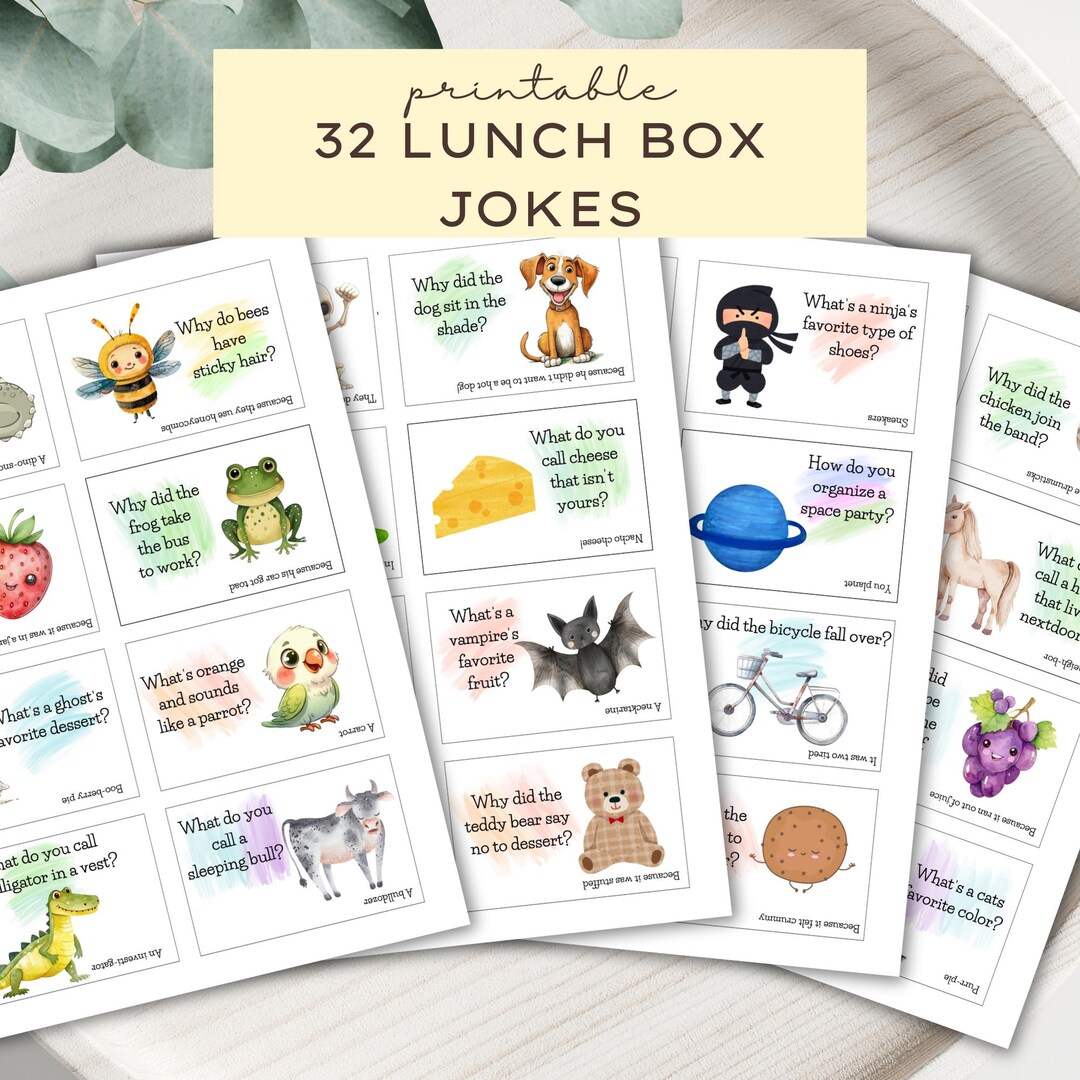 Lunch Box Jokes for Kids: 32 Printable Cards (digital Download) - Etsy