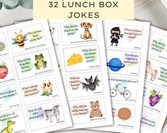 Lunch Box Jokes for Kids: 32 Printable Cards (Digital Download)