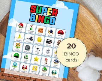Mario Bingo, Printable Mario Birthday Game, Mario Party Activity, DIGITAL DOWNLOAD