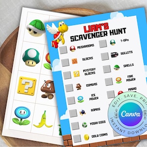 Caccia al tesoro di Mario personalizzabile, caccia al tesoro di videogiochi stampabile, DOWNLOAD DIGITALE