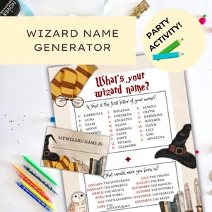 Wizard Name Generator, Printable Magic School Party Game, Wizard Party Activity, DIGITAL DOWNLOAD