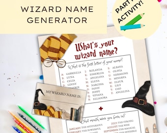 Wizard Name Generator, Printable Magic School Party Game, Wizard Party Activity, DIGITAL DOWNLOAD