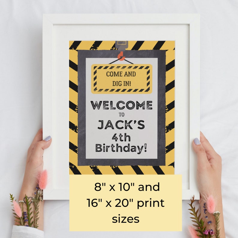 Editable Construction Birthday Welcome Sign, Printable Truck Birthday ...