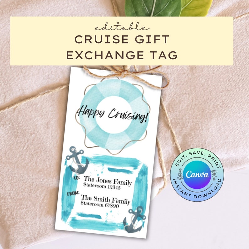 Editable Cruise Gift Exchange Tags, Printable Cruise Fish Extend Gift ...