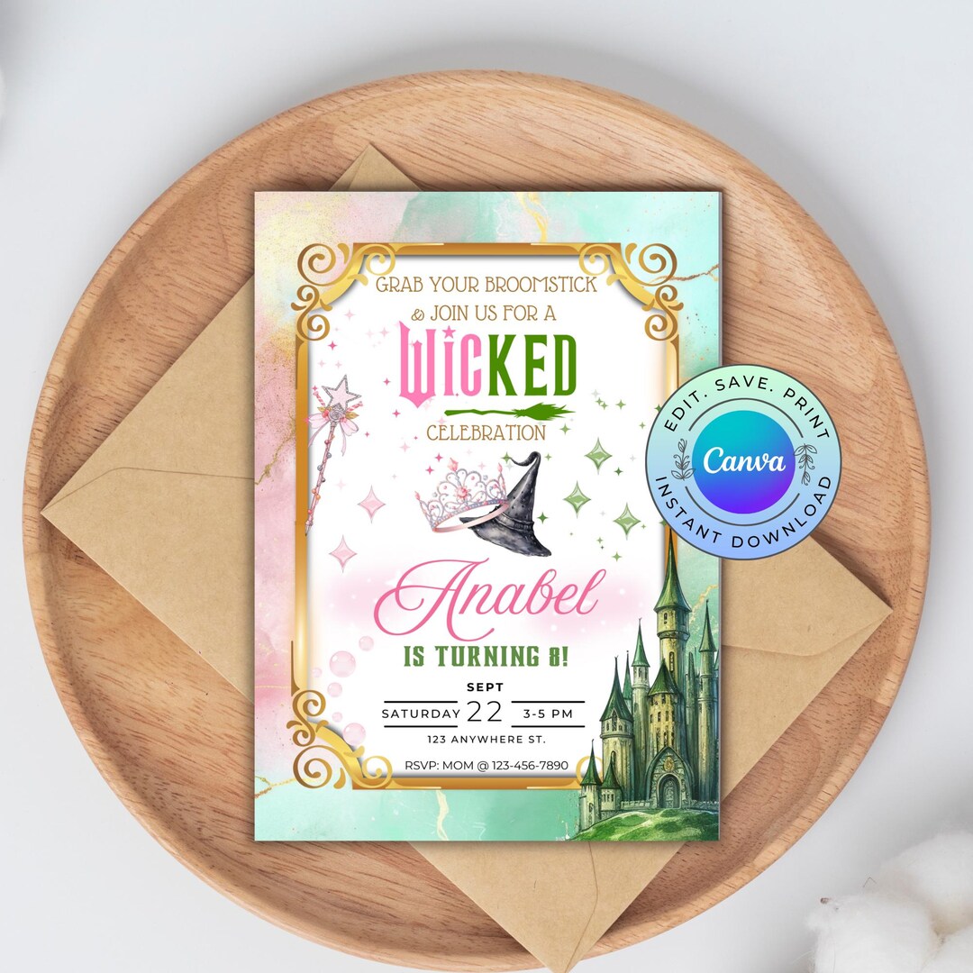 Downloadable Wicked Invitations Wicked Party Invitation, Wicked Birthday Invite, Wicked Invitation ...