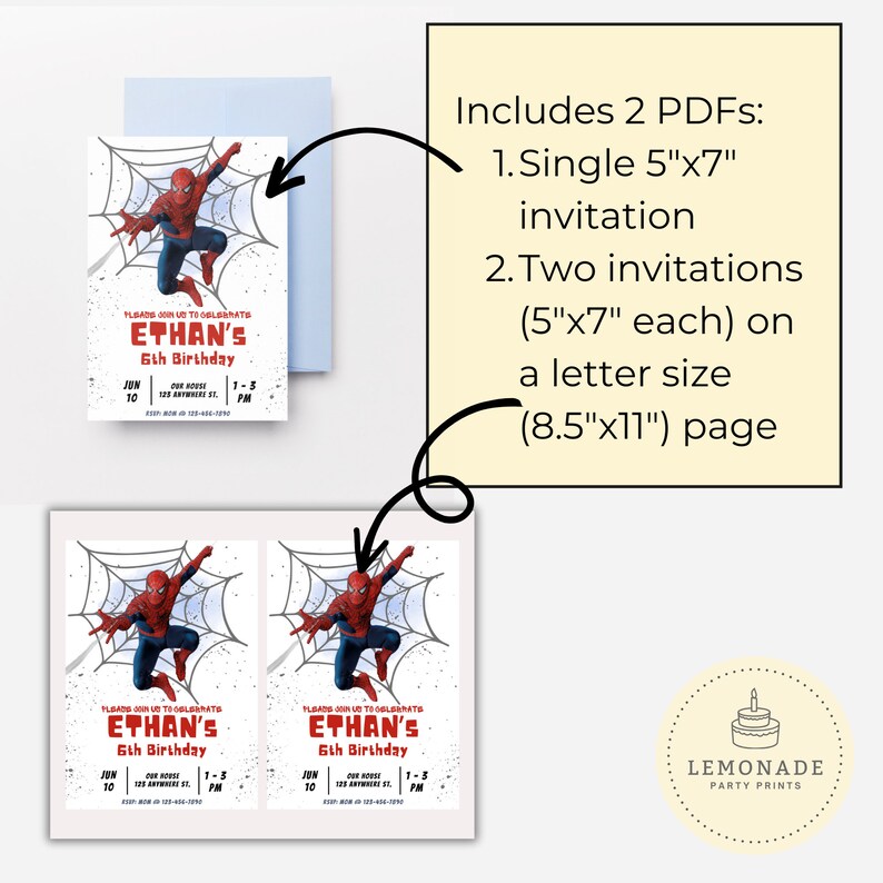 Editable Spiderman Birthday Invitation, Printable Superhero Birthday ...