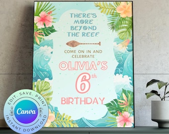 Editable Moana Birthday Welcome Sign, Moana Party Sign, Moana Party Decor, DIGITAL DOWNLOAD