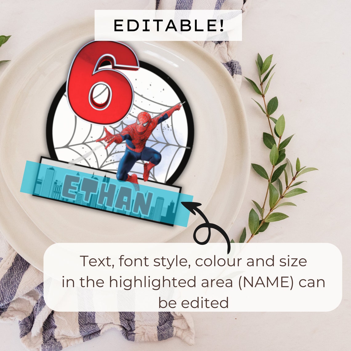 Editable Spiderman Cake Topper, Printable Superhero Birthday Cake Sign ...