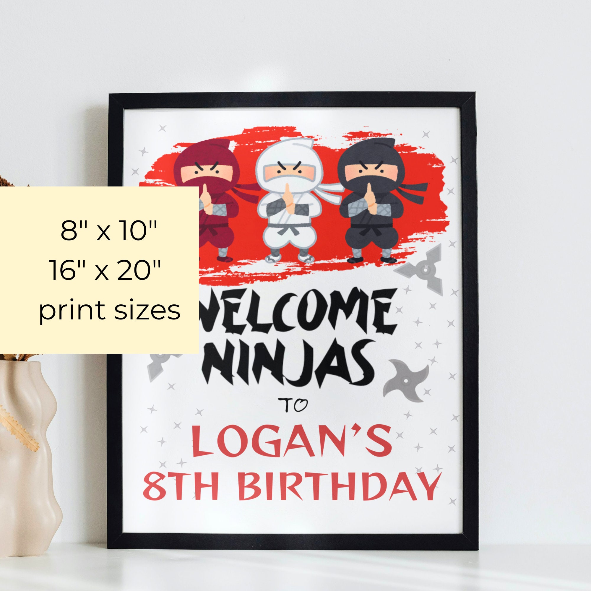 Editable Ninja Birthday Welcome Sign (digital Download) - Etsy