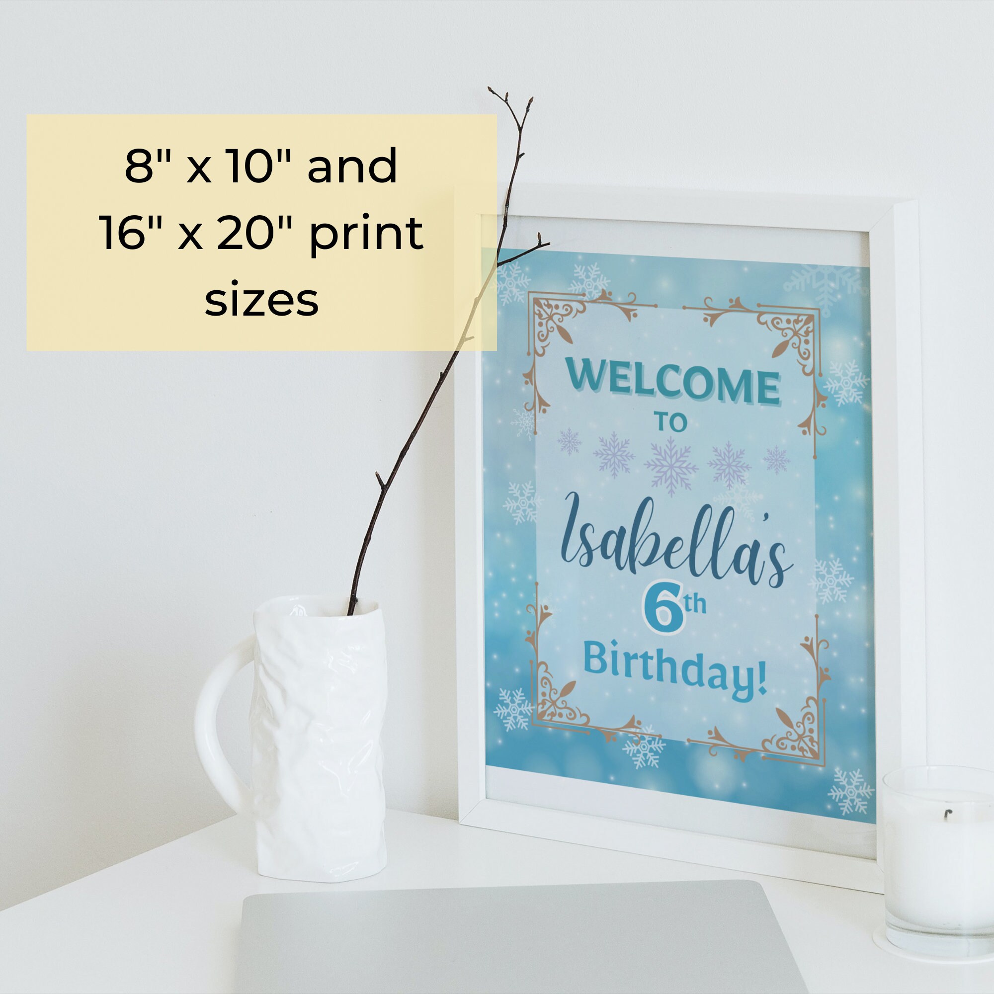 Editable Frozen Birthday Welcome Sign Printable Ice Princess - Etsy