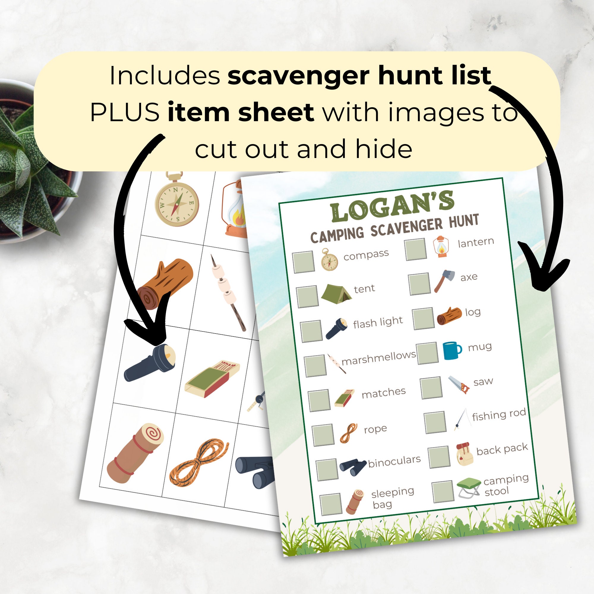 Personalizable Camping Scavenger Hunt, Printable Camping Treasure Hunt ...