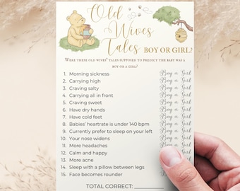 Winnie-the-Pooh Baby Shower Old Wives Tales Game, Classic Winnie the Pooh Baby Shower Game, DIGITAL DOWNLOAD