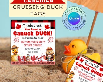 Editable Canadian Cruising Duck Tags, Printable Canada Cruise Duck Tag, Cruise Duck Hiding Tags, Canada Cruise Printable, DIGITAL DOWNLOAD