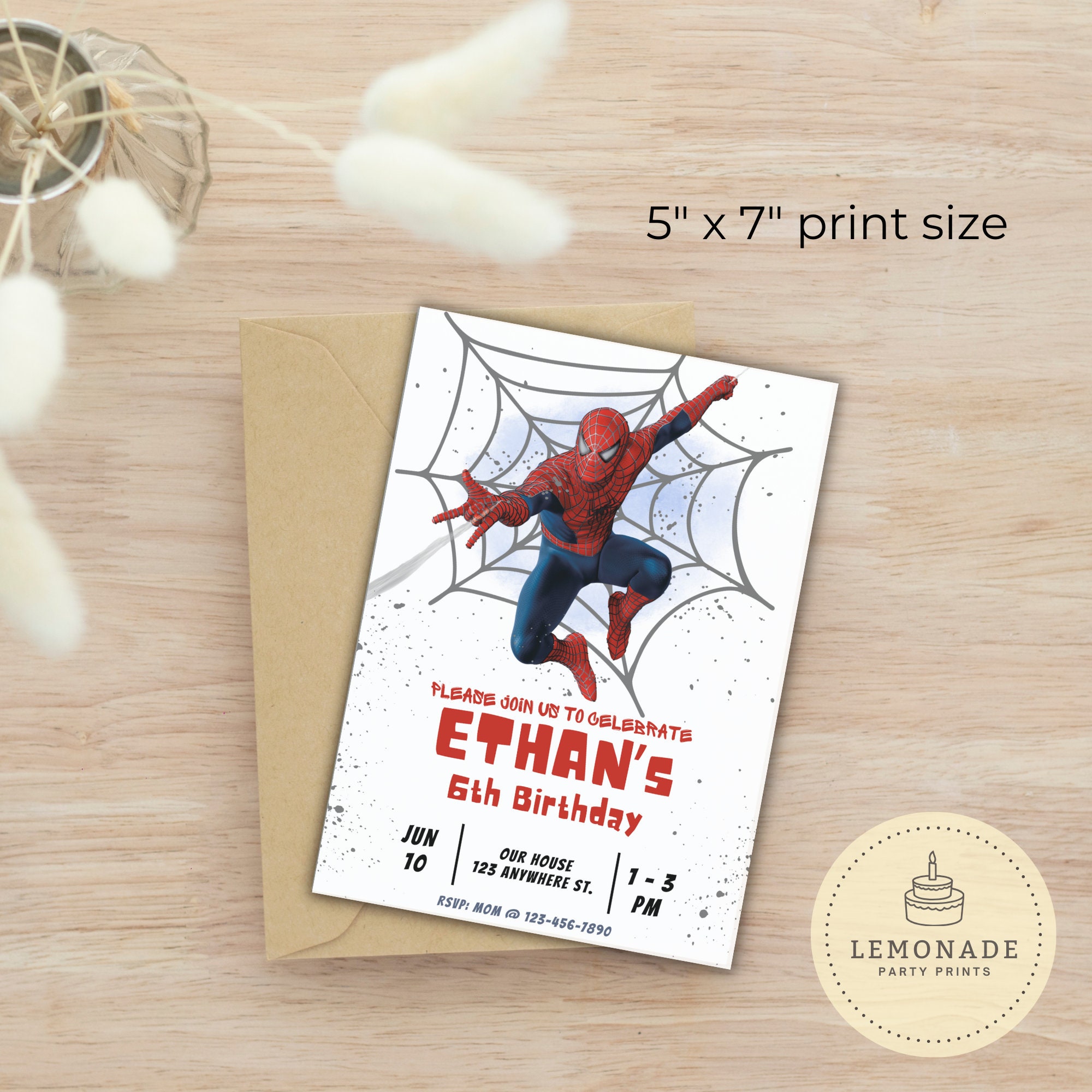 Editable Spiderman Birthday Invitation, Printable Superhero Birthday ...