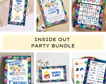 Inside Out Party Bundle, Editable Inside Out 2 Birthday Pack, DIGITAL DOWNLOAD