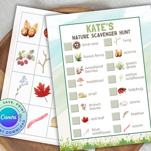 Personalizable Nature Scavenger Hunt, Printable Outdoor Scavenger Hunt, Camping Party Activity, DIGITAL DOWNLOAD