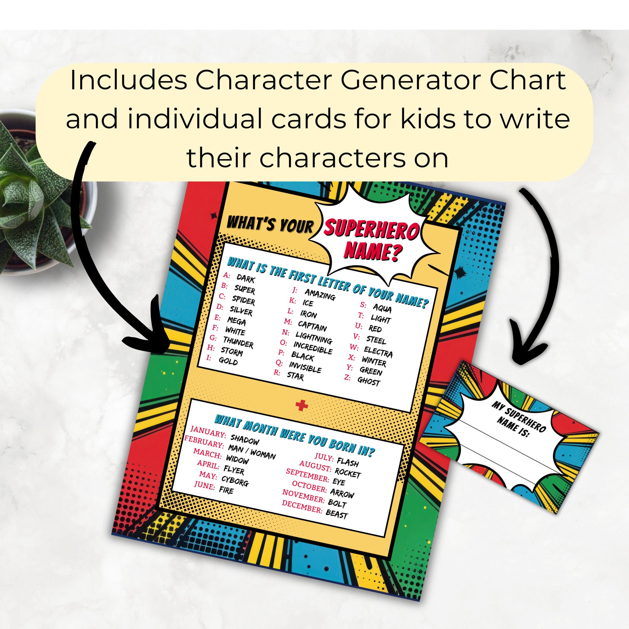 Generador de nombres de superhéroes, actividad imprimible para fiesta de  superhéroes, descarga digital - Etsy México, image size:2000x2000