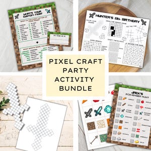 Pixel Craft Party Aktivitätenpaket, druckbares Pixel Craft Geburtstagspaket, Pixel Craft Geburtstagsaktivitätspaket, DIGITALER DOWNLOAD