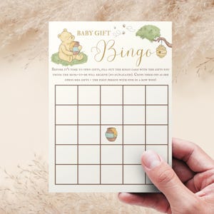 Winnie de Poeh-babyshowerbingo, klassiek Winnie de Pooh-babyshowerspel, Winnie de Pooh-babycadeaubingo, DIGITALE DOWNLOAD