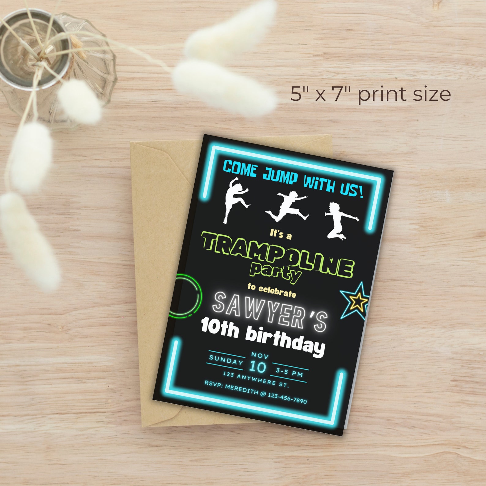 Editable Jump Party Invitation, Printable Trampoline Birthday ...