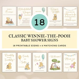 Winnie-the-Pooh Baby Shower Signs Bundle, Classic Winnie the Pooh Baby Shower Signs,  DIGITAL DOWNLOAD