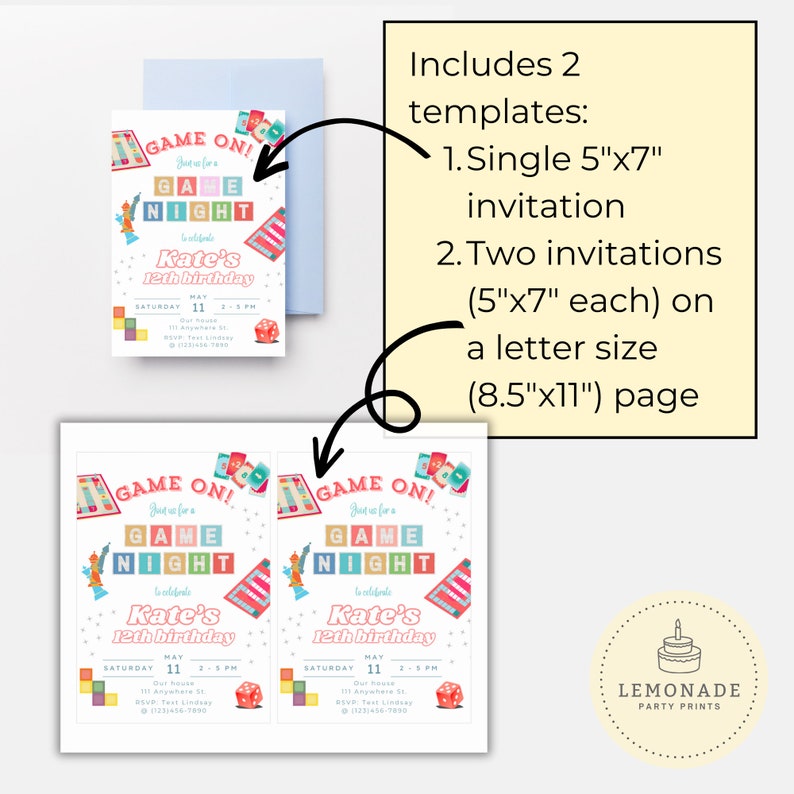 Editable Game Night Invitation, Printable Game Night Invite, Game ...