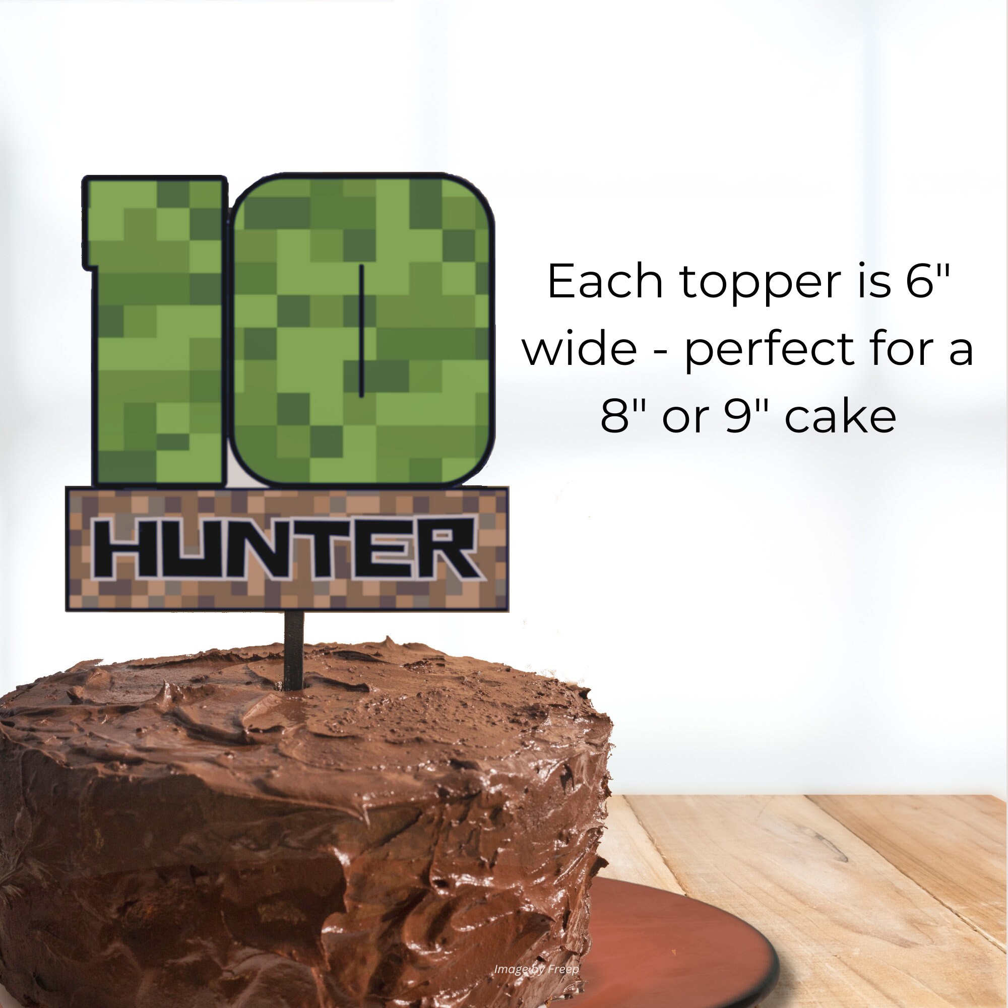 Editable Pixel Birthday Cake Topper