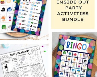 Editable Inside Out Party Activities Bundle, Printable Inside Out 2 Birthday Games Pack, DIGITAL DOWNLOAD