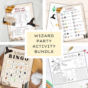 Wizard Party Activities Bundle, Wizard Party Games Pack, Wizard Birthday Party Printables,  DIGITAL DOWNLOAD