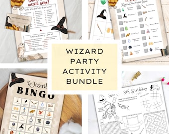 Zauberer-Party-Aktivitäten Bundle, Zauberer-Party-Spiele Paket, Zauberer-Geburtstags-Party Printables, DIGITALER DOWNLOAD