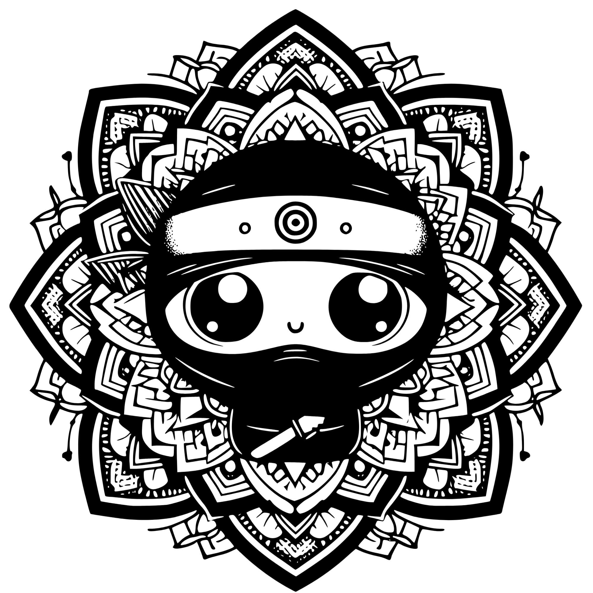 15 Kawaii Ninja Mandalas as PNG for Download and Coloring - Etsy