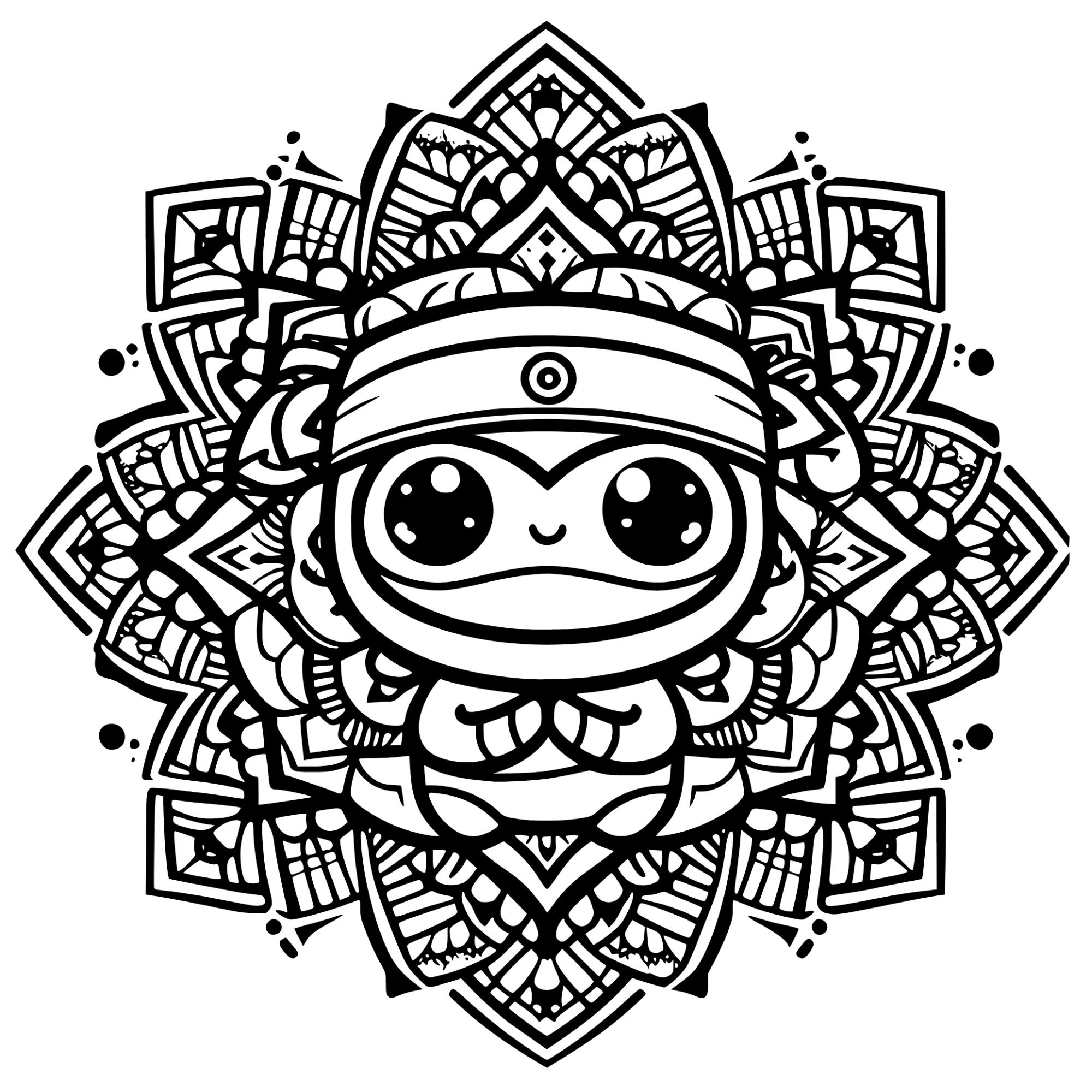 15 Kawaii Ninja Mandalas as PNG for Download and Coloring - Etsy