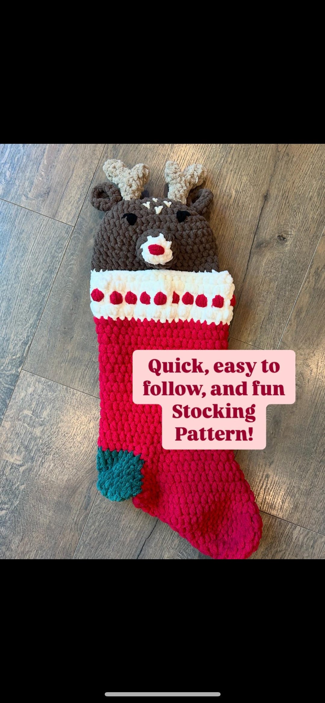 Crochet Reindeer Christmas Stocking Pattern - Bernat Blanket Yarn (PDF ...