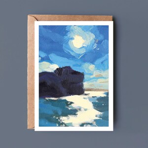 Carte côtière de Lulworth Cove/Dorset - carte d'art de paysage marin - carte pour un marin - carte d'anniversaire de voile pour lui - carte de voeux vierge