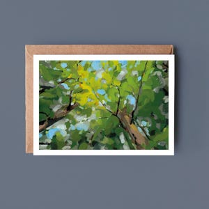Carte de voeux vierge, Carte de la cime des arbres, Carte d'artiste, Carte d'art, Carte New Forest, Carte Nature, Carte paysage coloré, Carte arbre