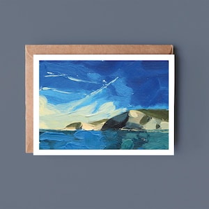 Biglietto di auguri vuoto, biglietto Jurassic Coast, biglietto d'artista, biglietto di belle arti, biglietto Dorset, biglietto di vela, biglietto di condoglianze, biglietto di barca, biglietto di paesaggio marino