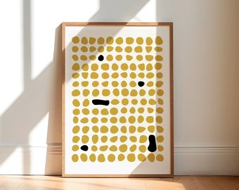 Mustard Abstract Wall Art Premium Matte Paper Poster, yellow abstract art print, boho abstract wall art print yellow poster print art