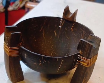 Handcrafted 6-Inch Coconut Bowl  Natural Coconut Shell Storage Dish Eco-Friendly Rustic Home Decor