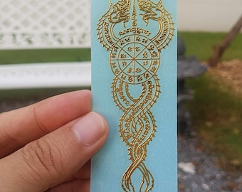 Sticker Yant Naga intertwined Serphent Decor Mobile Case Car Protection Talisman Thai Gifts Amulet Charming Fortune Luck Rich Love Merrit