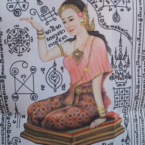 Pha Yant Cloth Nang Kwak Powerful lucky talisman &quot;Nang Kwak Mae Phimpha calls money magic charm version The Thai Goddess of Wealth Rich