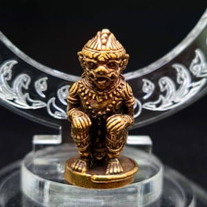 Hanuman Chalisa Lord Monkey King Sit Thai Gifts Amulet Mini Statue Idol Muay Thai Magic Mantra Ramayana Hindu Protection Life Storng Power