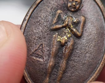 Rare Ai Kai Thai Vintage Amulet Wat Chedi Talisman Coin 1983 Child Spirit  Lucky Charm Sacred  Powerful Magic Pendant