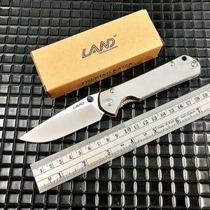 EDC Land® Classic Klappmesser Sandvik 12C27 Stahl Drop-Point-Klinge mit Knauf EDC Taschenmesser