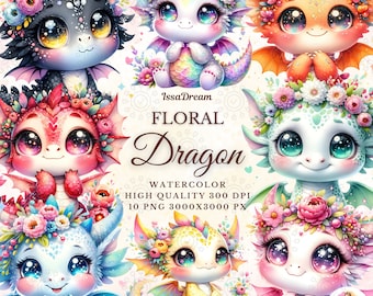 咲き誇る花のドラゴン、11種類のJpeg形式のかわいい赤ちゃんドラゴンの