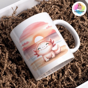 Akvarell Axolotl på semester Clipart, söt Axolotl Clipart, sommarsemester, semester Clipart, strand, Axolotl sublimering, kommersiellt bruk bild 7